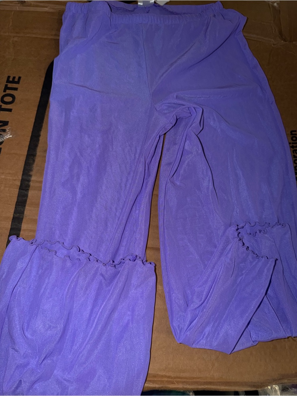 Purple Ruffled Sheer Pants